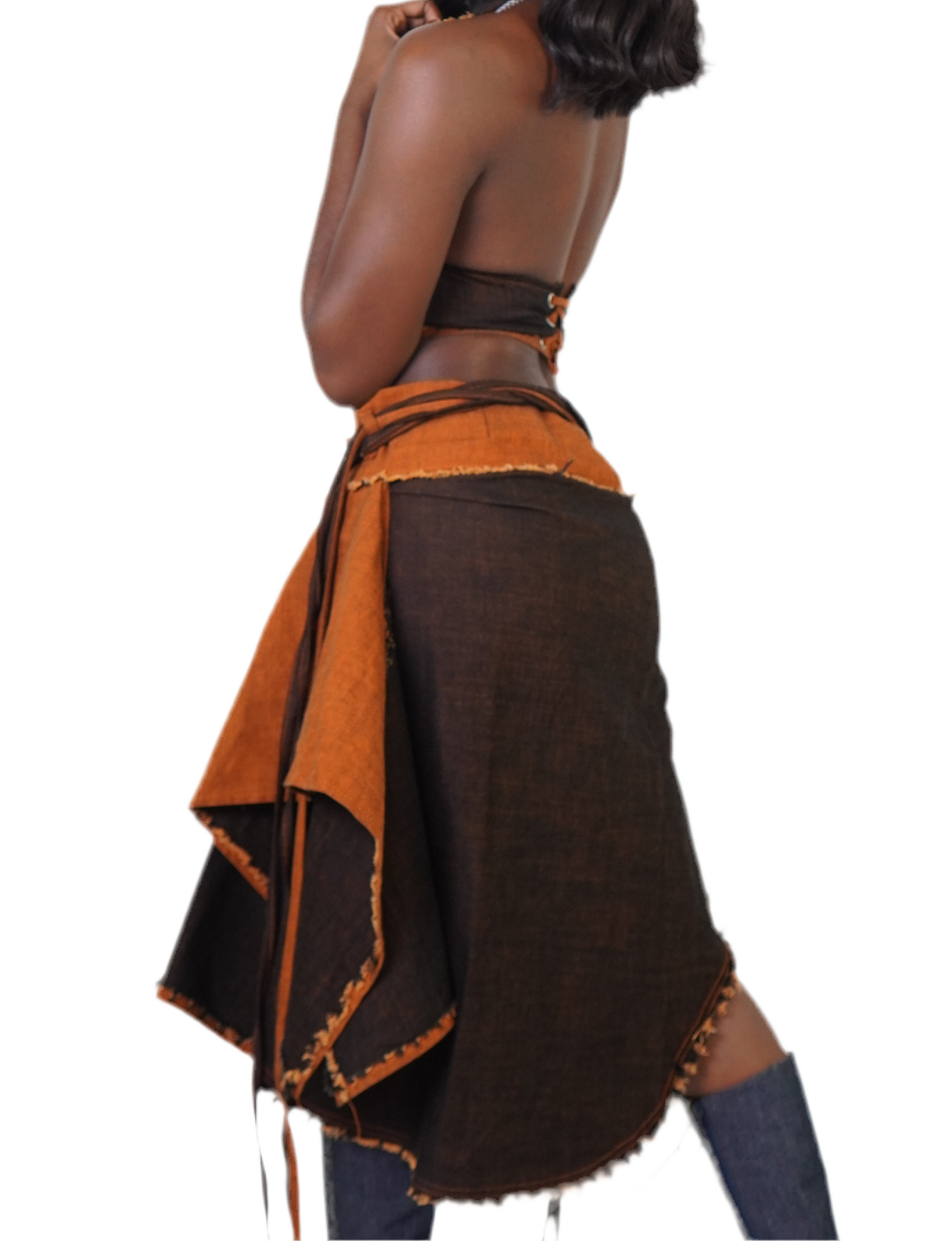 Denim skirt (blue|orange)